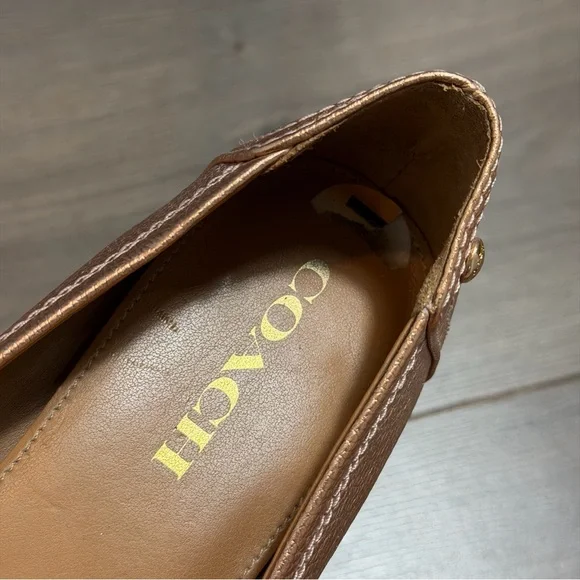 COACH Women's Rose Gold Chelsea Leather Cap-Toe Ballet Flats- LIKE NEW - Picture 5 of 10